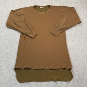 J.E. Morgan Thermal Shirt Men 2XL Brown Long Sleeve Waffle Knit Base Layer VTG